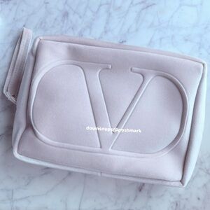 Valentino Blush Nude Pink Velvet Pouch Clutch